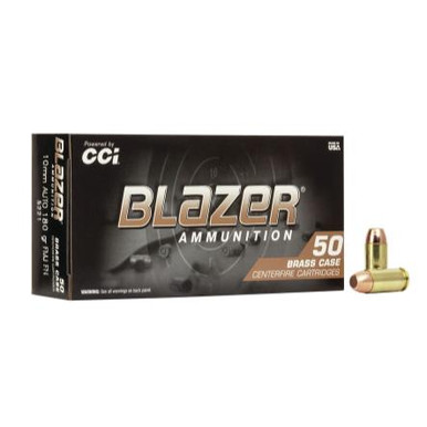 CCI Blazer Brass Ammunition - 10mm Auto - 180 Grain Full Metal Jacket Flat Nose - 50 Per Box