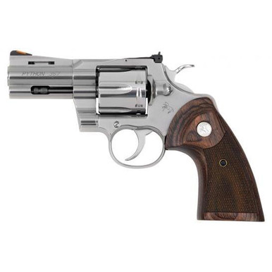 Colt Python 357 Mag Caliber 3" Vent Rib Barrel, Overall Semi-Bright Finish Stainless Steel & Walnut Target Grip