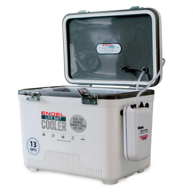 Engel 13QT White Live Bait Cooler with Aerator & Net - Minnow