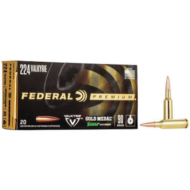 Federal Gold Medal .224 Valkyrie 90 Grain Sierra MatchKing Boattail Hollow Point