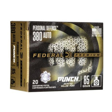 Federal PD380P1 Personal Defense Punch 380 Auto - 85 Gr - Jacketed Hollow Point (JHP) 20RD