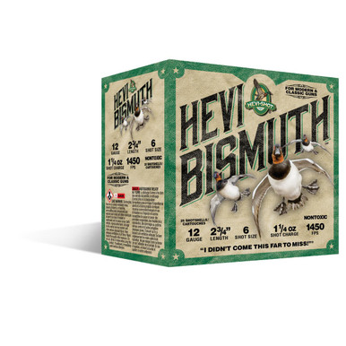 HEVI-Shot Hevi Bismuth Shotshells 12 gauge 2.75" 1-1/4oz #6 shot - 250 round case