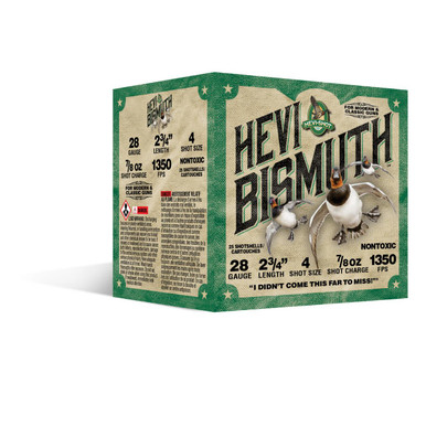 HEVI-Shot Hevi Bismuth Shotshells 28 gauge 2.75" 7/8oz #4 shot - 250 round case