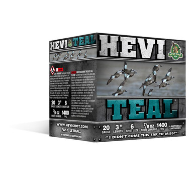 HEVI-Shot Hevi Teal Shotshells 20 gauge 3" 7/8oz 250 Round Case