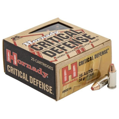 Hornady 90014 Critical Defense FTX 25 Automatic Colt Pistol (ACP) 35 GR Flex Tip Expanding 25 Bx/ 10 Cs
