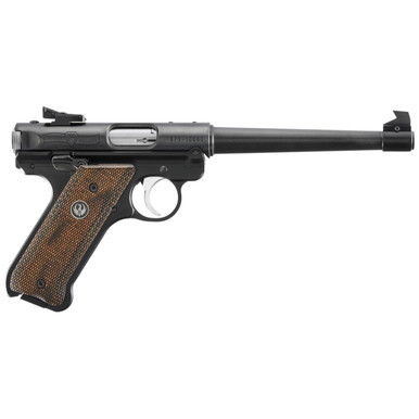 Ruger Mark IV 75th Anniversary Target 22 LR 10+1 6.88" Stainless Tapered Target Barrel, Blued Aluminum Frame, Drilled & Tapped, Checkered Wood Laminate Grip, Ambidextrous