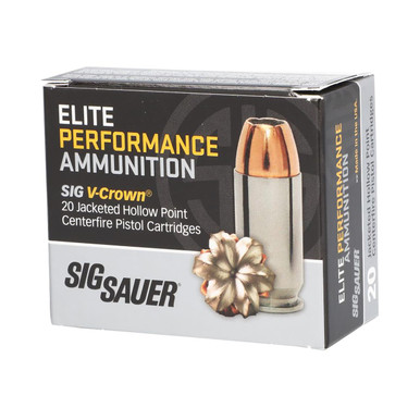 Sig Sauer Elite Performance 10mmAuto 200gr V-Crown Jacketed Hollow Point 20 Per Box